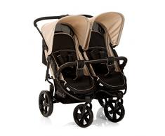 Hauck Roadster Duo SLX - Silla gemelar para gemelos y hermanos de 0 meses hasta 15 kg, con barrera de seguridad, Multicolor (Caviar/Almond)
