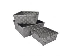 Douceur dIntérieur Interior Suavidad 6GMB267GR Carrito Set de 3 Antracita Trenzado 21,5 x 21,5 x 9 cm
