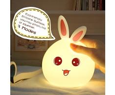 Los niños conejo de luz nocturna lámpara silicona Touch Sensor luz LED que cambia de color