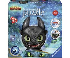 Dragons 3 Ohnezahn mit Ohren 3D Puzzle-Ball 72 Teile: Erlebe Puzzeln in der 3. Dimension
