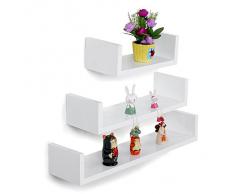 Songmics blanco/negro Estante de 3 sets para la sala, estanterías de pared para libros, DVDs, cosas pequeñas 3 Cubos LWS66W
