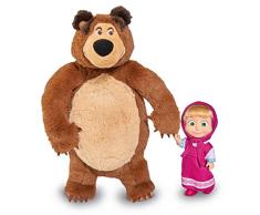 Simba- Muñeca de Masha 12cm con Peluche Oso 25cm 9301072, Multicolor
