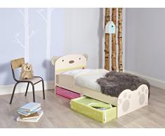 Hello Home WORL230011 Infantil con Espacio de Almacenamiento Debajo de la Cama, Madera, Blanco, 70.00x77.00x144.00 cm