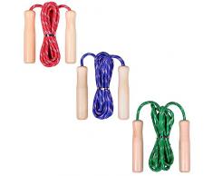 Comba de Colores con Mango en Madera. Lote 10 Unidades. Saltador para Adultos y niños. para Regalar en cumpleaños y Fiestas Infantiles..