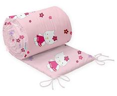 Bebé Acolchado Parachoques 100% Algodón Para Cuna Cama 140x70 Recto 190CM - Hello Kitty