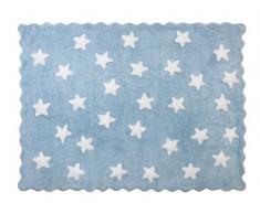 Aratextil. Alfombra Infantil 100% Algodón lavable en lavadora Colección Eden Celeste 120x160 cms