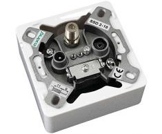 Axing SSD 2-10 enchufe toma cascada de antena satélite con tapa y marco (SAT, TV, Radio) blanco