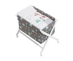 Minicuna Plegable Jirafa Gris: Estructura + Vestidura + Colcha Desenfuntable + Colchón + Almohada