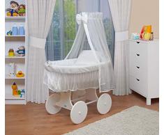 WALDIN Cuna Moisés, carretilla portabebés XXL, 9 colores a elegir, blanco/blanco