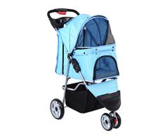 Paneltech Cochecito Plegable Mascotas Cochecitos Perros Carrito de Perro 4 Ruedas Plegable Carro Gatos Mascotas (Azul)
