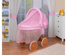 WALDIN Cuna Moisés, carretilla portabebés XXL, 6 colores a elegir,rosa/a cuadros