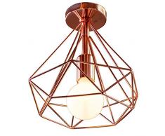 Retro Estilo Nórdico Lámpara de techo Vintage Luz de Techo Φ25cm Iluminación Dormitorio Comedor Estudio Pasillo Balcón (Oro Rosa)