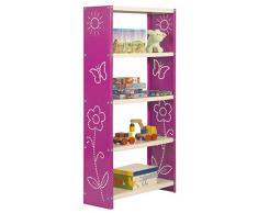 Estantería Metálica infantil, Kit Habitat Toy Mini 5/300 rosa/blanco, 1600x600x300, 5 estantes, Simonrack