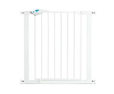 Munchkin Lindam Valla de Seguridad Infantil, Barrera de Escalera para Bebés y Niños Pequeños, Valla con Ajuste a Presión sin Tornillos, Puerta de Seguridad, Valla Metálica, 76-82 cm, Blanco