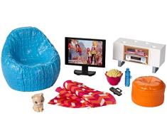 Barbie Muebles de la casa, TV y accesorios casa de muñecas (Mattel DVX46)