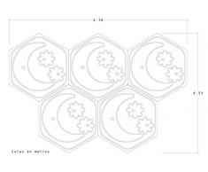Panelados - Teselado decorativo de pared para dormitorio de bebé. (Mod. Luna). Motivos infantiles. Composición DIY. Autoadhesivo. Piezas hexagonales de 30 x 26 cm. (5 piezas, Gris)