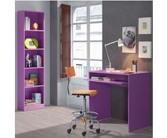 Habitdesign - Estantería juvenil 6 baldas color lila, dimensiones 180 x 52 x 25cm
