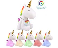 Navaris lámpara nocturna LED con diseño de unicornio - luz de color cambiante para niños bebés - unicornio blanco con colgante - luz para dormir