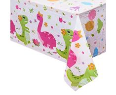 WERNNSAI Dinosaurio Mantel - 2 Piezas 132 x 220 cm Rectangular El Plastico Desechable Cubiertas de Mesa Fiesta del Té Cumpleaños Baby Shower Dinosaurio Artículos de Fiesta para Niños Chicas