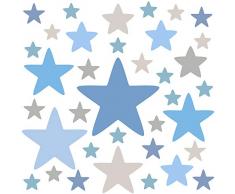 PREMYO 36 Estrellas Pegatinas Pared Infantil - Vinilos Decorativos Habitación Bebé Niños - Fácil de Poner Azul Pastel