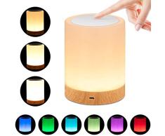 omitium Luz De Nocturna LED, Lámpara de Mesita de Noche Inteligente Recargable por USB Diseño de Control Táctil Portátil para la Cuarto de Los Niños Dormitorio Acampar (blanco cálido)