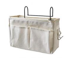 Nuluxi Organizador de Baldas Colgantes en Lona Organizador Colgante Compacto de Algodón Lona Organizador Canasta de Cama Adecuado para Literas,Dormitorios, Barandillas, Cochecito,Cuna y Silla (Blanco)