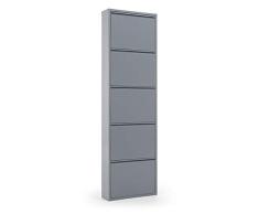 Hogar Decora Zapatero Metálico Gris 5 Puertas, Modelo Cabana