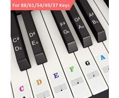 Pegatina de Piano Pegatinas de Teclados de Piano para 37, 49, 54, 61, 88 Teclas, Branger Reemplazo Pegatinas Teclado de Piano Pegatina de Notas para Niños Principiantes, Transparentes y Extraíbles
