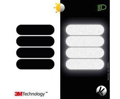 VFLUO BLACK STANDARD, Kit de 4 pegatinas retro reflectantes para casco de moto, 3M Technology, Negro