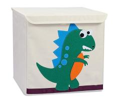 TsingLe - Caja de almacenamiento plegable para niños lona de dibujos animados, gran capacidad contenedor de almacenamiento con tapa cubo organizador para ropa zapatos juguetes 33 x 33 x 33 cm (36L)