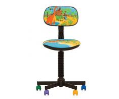 Bambo - Silla de escritorio infantil ergonómica, altura del asiento 42 cm-56 cm),altura del respaldo ajustable/giratorio 360 °/ruedas multicolor (AZUL)