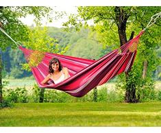 AMAZONAS Salsa Fuego-Hamaca, Multicolor, Rojo Granate Rosa Blanco, 210x140x2 cm