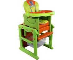 Silla alta - Trona Multifuncion - Trona Plegable - Tronas bebe ARTI Pauli Elephant Green Orange Baby Set - silla y mesa - Silla alta con funcion mecedora