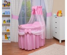 WALDIN Cuna Moisés, carretilla portabebés XXL, 6 colores a elegir, rosa/blanco