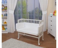WALDIN Cuna colecho para bebé, cuna para bebé, con protector y colchón, lacado en blanco,blanco