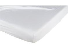 Candide - Sábana ajustable para cama infantil, tela de punto de algodón blanco