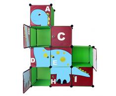 te-trend infantil armario estantería ensambable DORMITORIO INFANTIL Estantería en verde con Dino Motivo