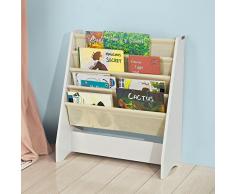 SoBuy Librería Infantil para Niños con 4 Estanterías, Estantería Estándar Infantil,Blanco/Beige,H71cm, FRG225-W,ES