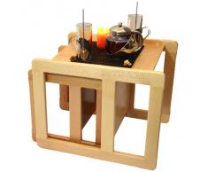 3 en 1 Muebles Multifuncional Para Adultos Conjunto De Nido de Dos Mesas de Café, o Muebles Multifuncional Para Niños Conjunto De Una Mesa Multifuncional y Una Silla Multifuncional Madera de La Haya Sólida Barniz Natural