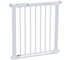 Safety 1st Flat Step Barrera escalera para bebés, niños y perros, Puerta de seguridad con Barra inferior muy delgada reduce el riesgo de tropiezos, color blanco