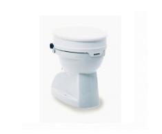 Elevador de inodoro Aquatec 90 de Invacare con tapa | Altura delantera del asiento: 105 mm | Altura trasera del asiento: 115 mm | Peso máximo soportado: 225 kg
