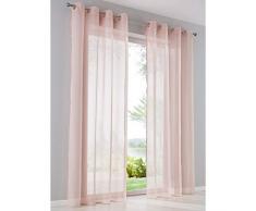 SIMPVALE 2 Paneles Cortinas con Ojales Translúcida Visillos para Dormitorios Habitación Salón Balcón,Rosa,140cm x 145cm