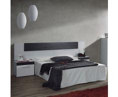 HOGAR24 Conjunto Dormitorio HABITACION DE Matrimonio: CABECERO MAS Dos MESITAS Blanco Y Negro Malla