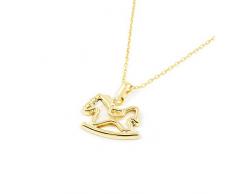 Colgante niña caballo balancín con fondo nacar (9Kts)