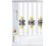 Wenko 20960100 Cortina de ducha Stones with Flower - tejido textil, lavable, Poliéster