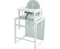Trona Combi roba, trona con bandeja transformable en silla y mesa independientes, trona infantil en madera natural, asiento tapizado en diseño Heartbreaker