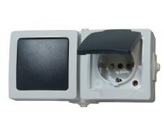 Kopp 138656001 Nautic - Juego de interruptor y enchufe con tapa, color gris