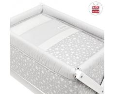 Cambrass Star - Minicuna con tijera de madera y dosel, color gris