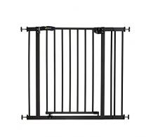 Hauck Close N Stop - Puerta de Seguridad con Extensión de 9 cm, para Puertas y Escaleras 84-89 cm, Sin Agujeros, Combinable con Y-Spindel Para Barandillas, Negro/Gris Marengo