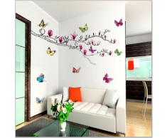 Walplus - Pegatinas de pared, diseño de mariposas y magnolia en 3D